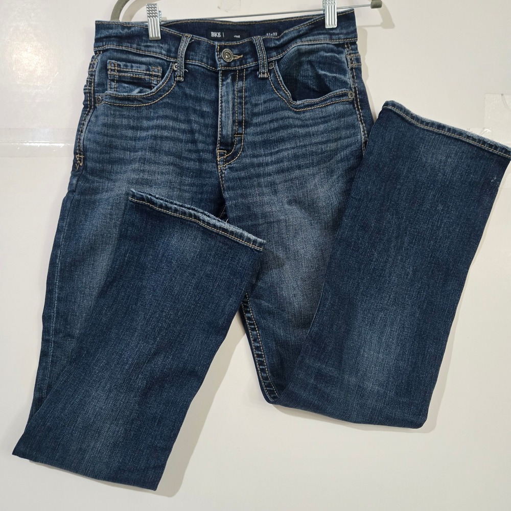 BKE Jake Jeans Men 31x32 Straight Slim Dark Wash Distress Y2K Western Americana
